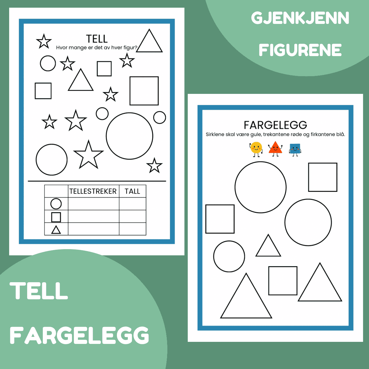 FORMER - sirkel, firkant, trekant, Arbeidshefte barnehage og 1. trinn - Bilde 3