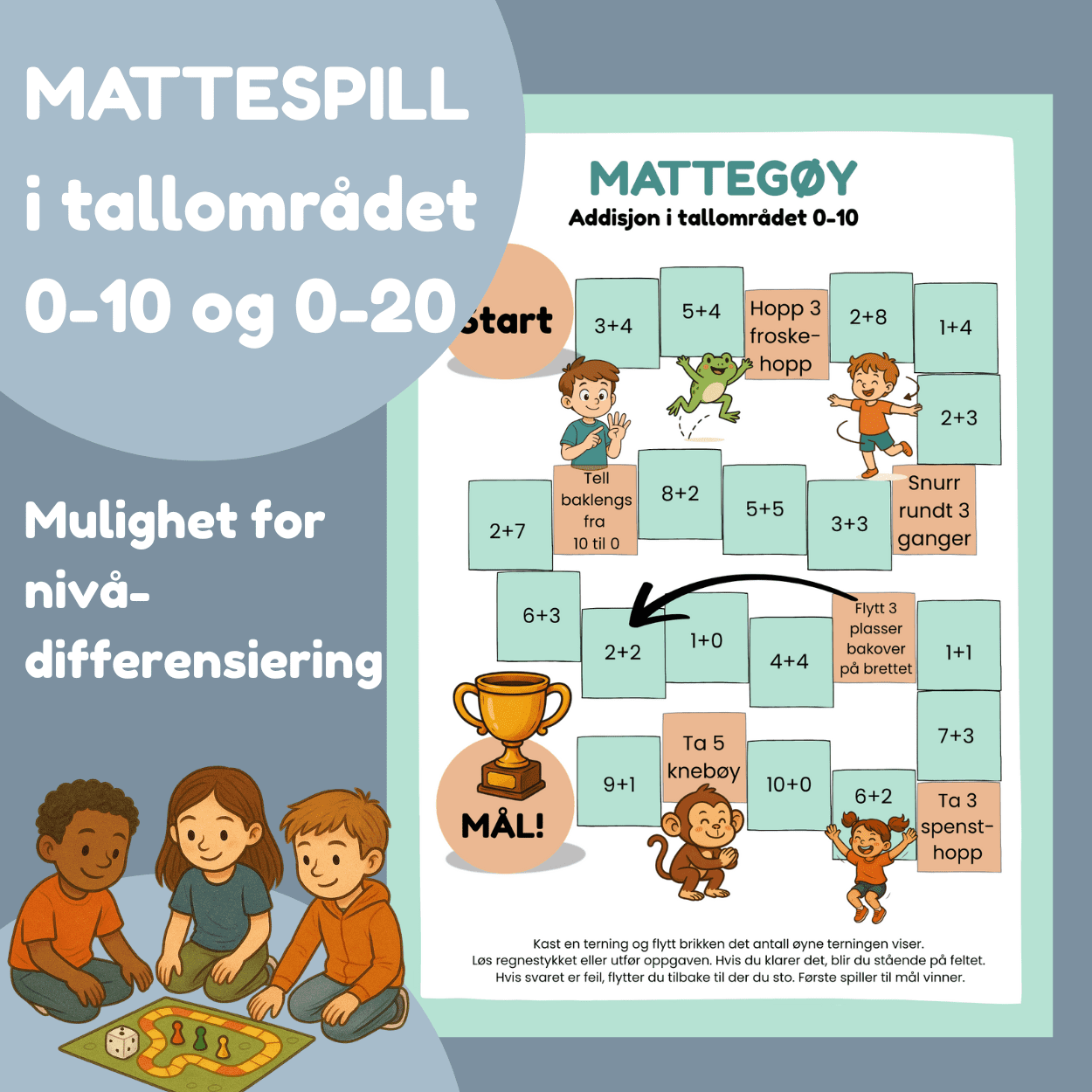 MATTEGØY - Brettspill med 4 nivåer