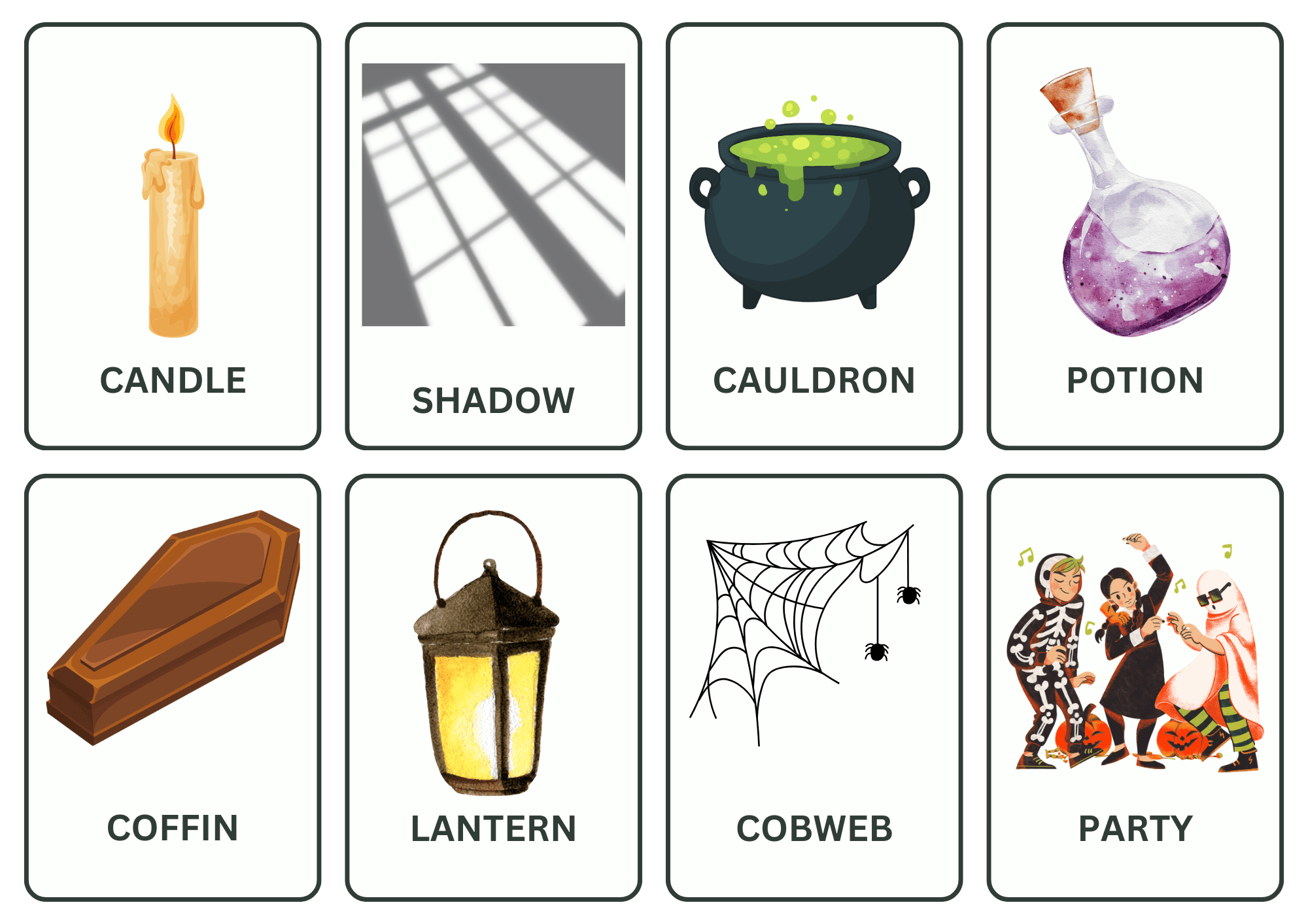 Ordkort på engelsk: Halloween - Bilde 3