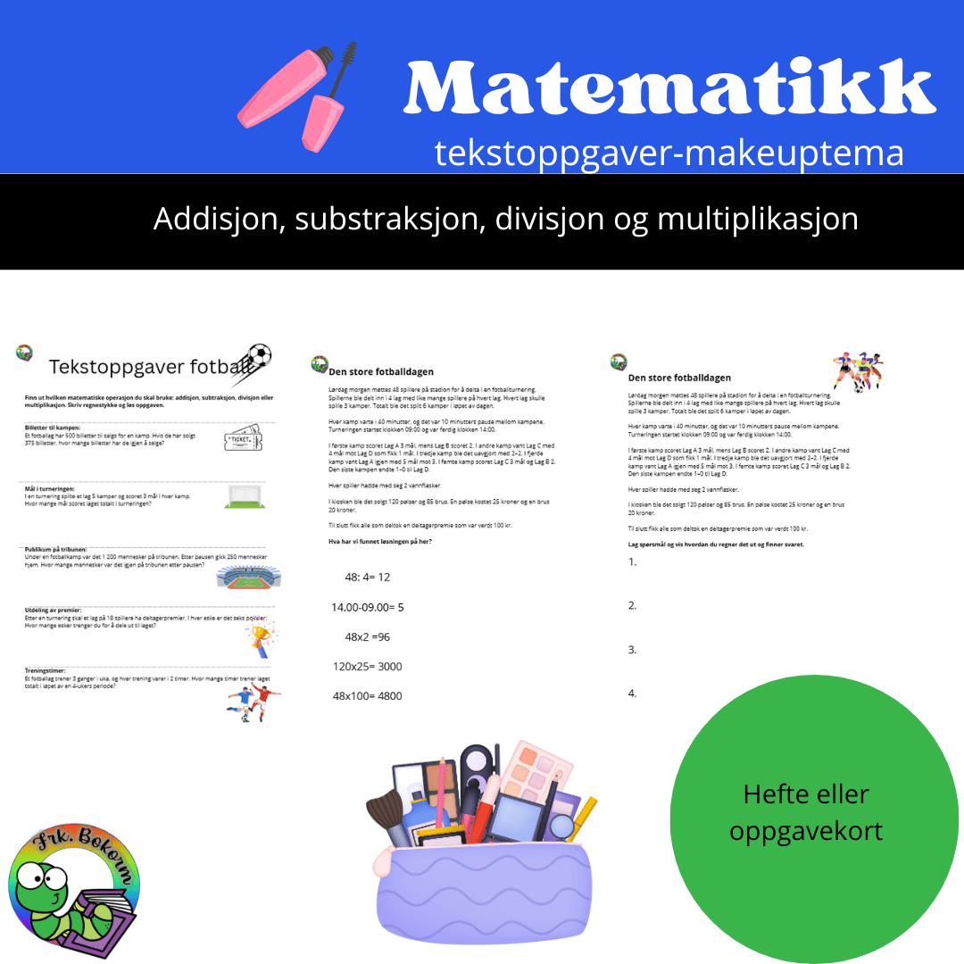 Tekstoppgåver(Sminke) hefte eller lag remser