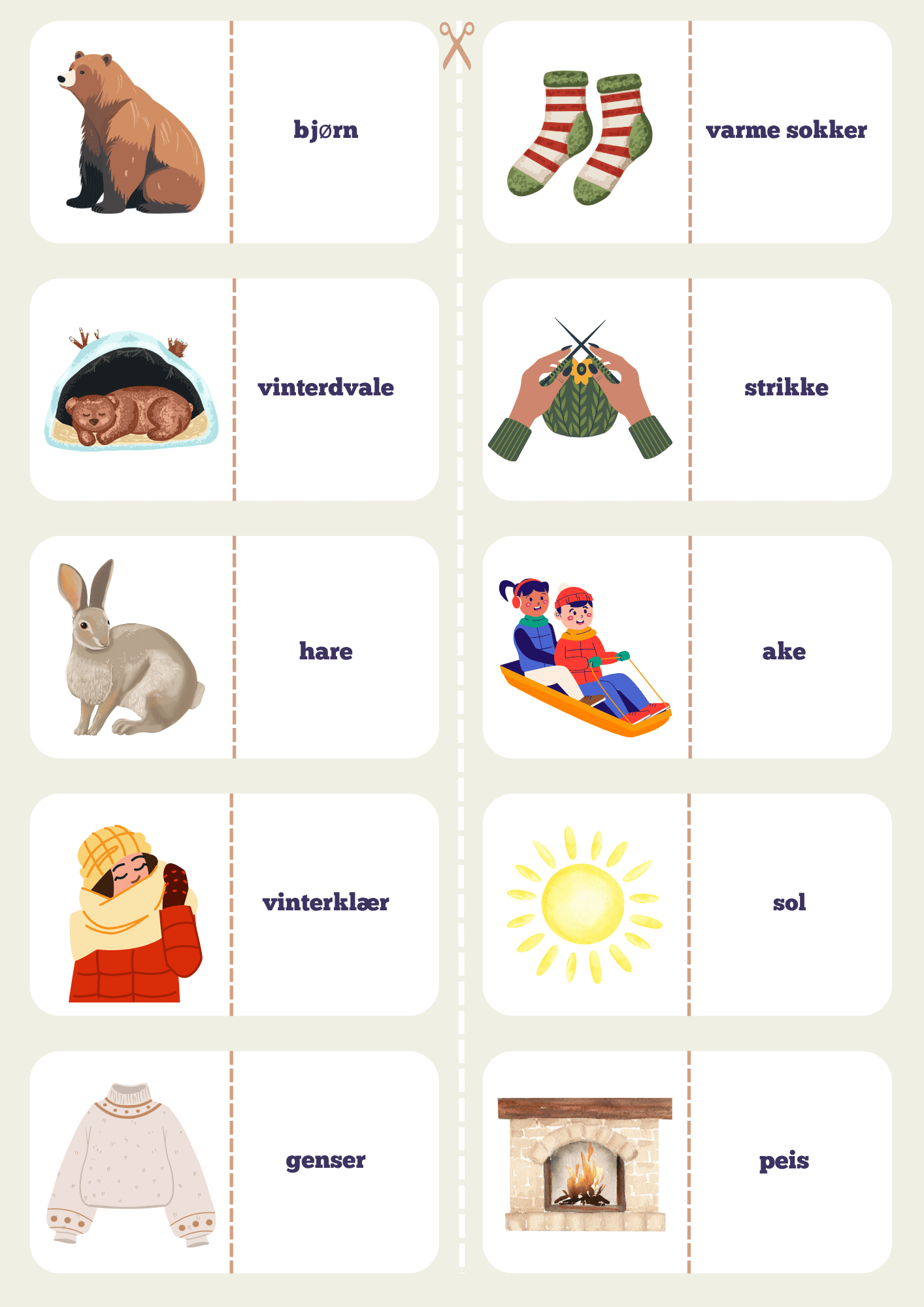 Sett sammen ord og bilder: vinterord - Bilde 2