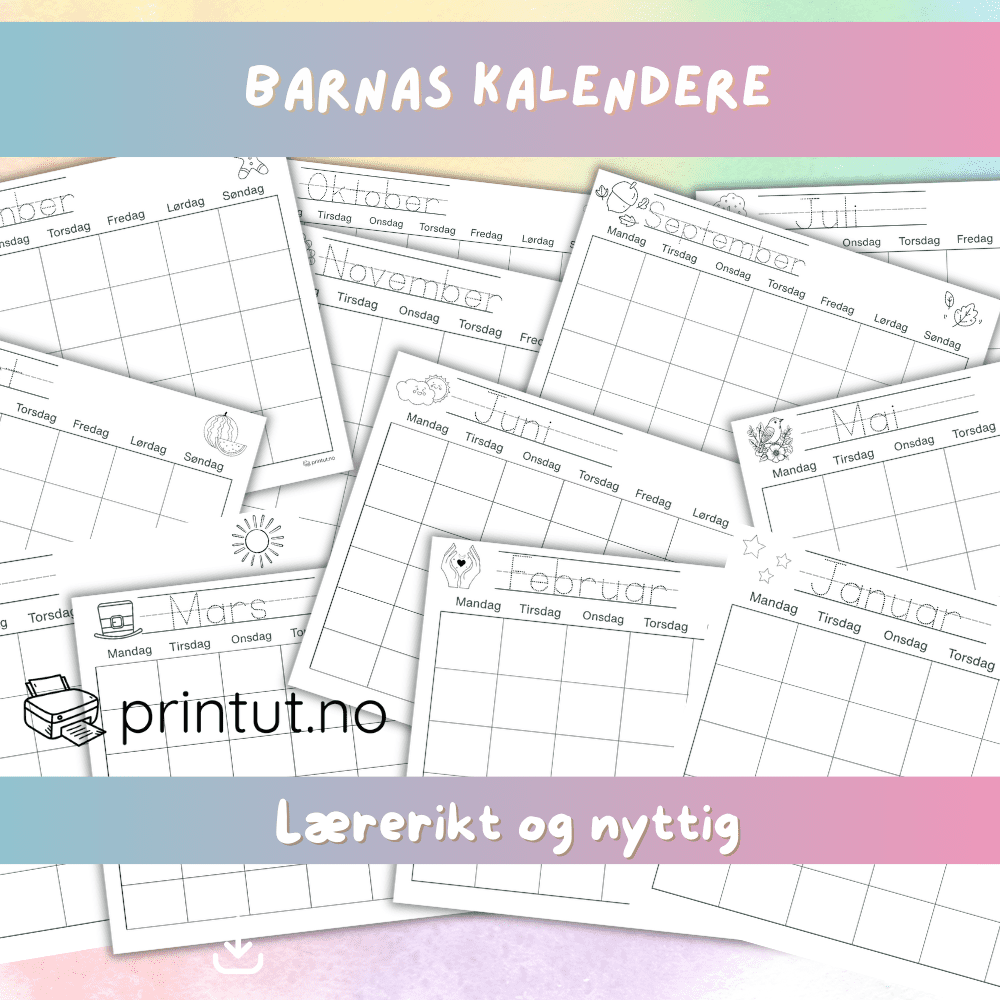 Barnas kalendere – Fargelegg og lær med månedskalendere! 📅🖍️ - Bilde 3