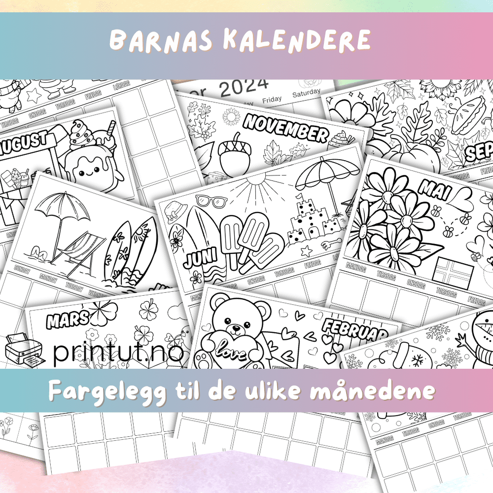 Barnas kalendere – Fargelegg og lær med månedskalendere! 📅🖍️ - Bilde 2