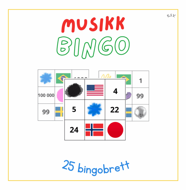 Musikkbingo: flagg, farger og tall (bilder)