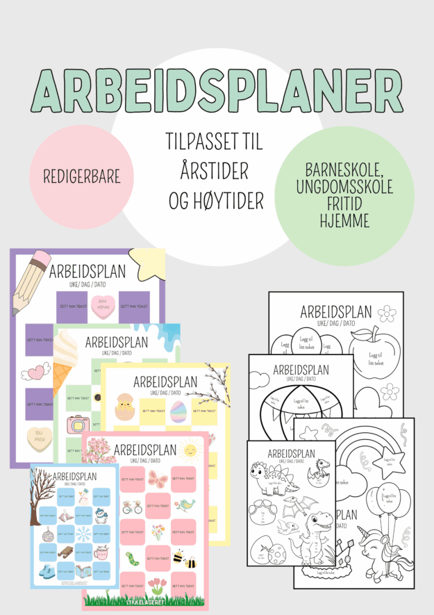ARBEIDSPLANER - redigerbare