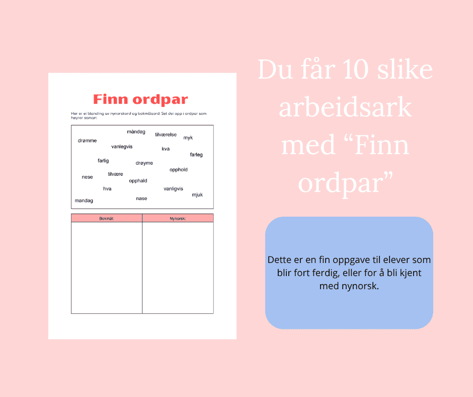 Finn ordpar - Bli kjent med nynorsk - Bilde 2