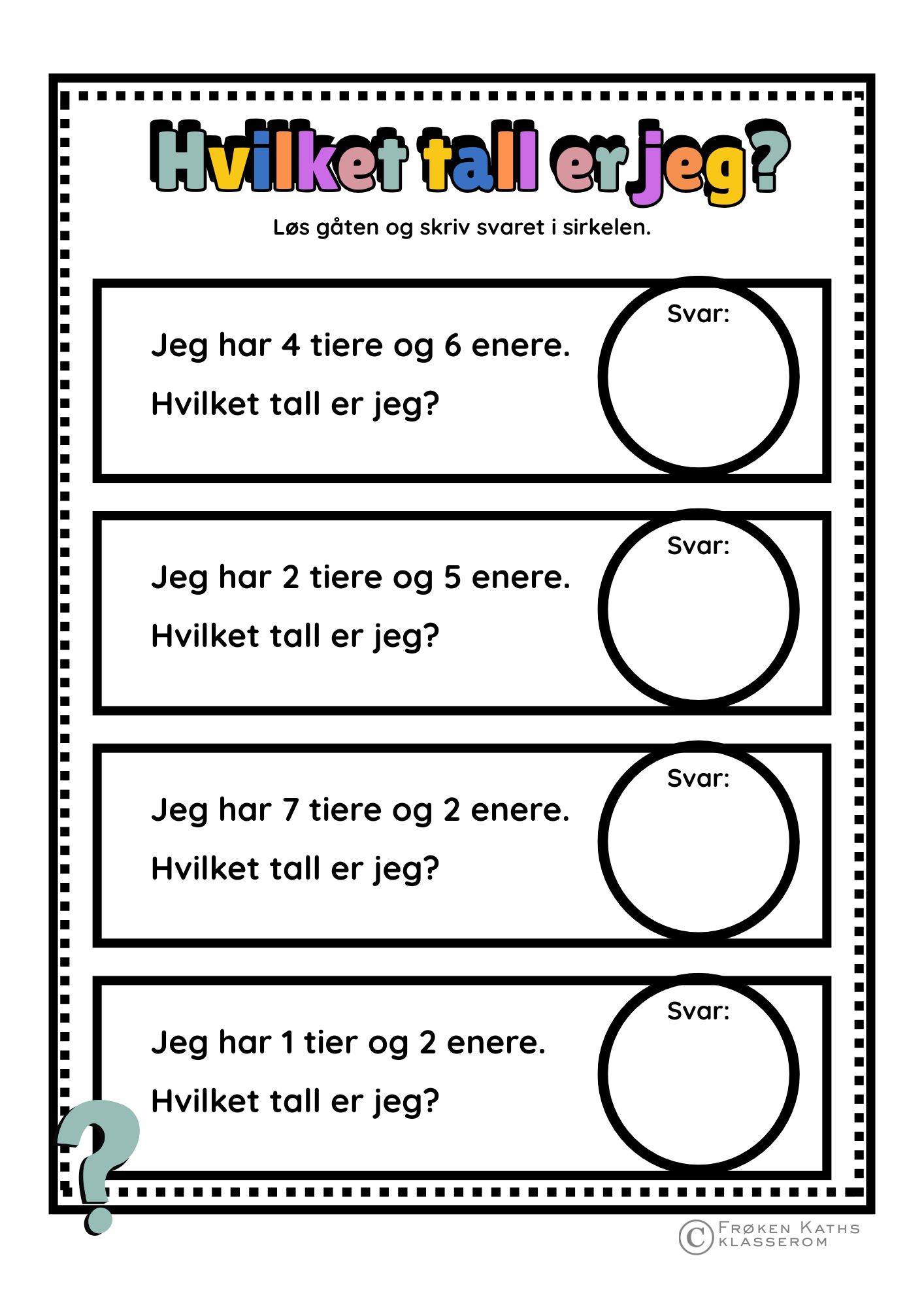 Plassverdisystemet - stasjonsoppgaver materialpakke - Bilde 8