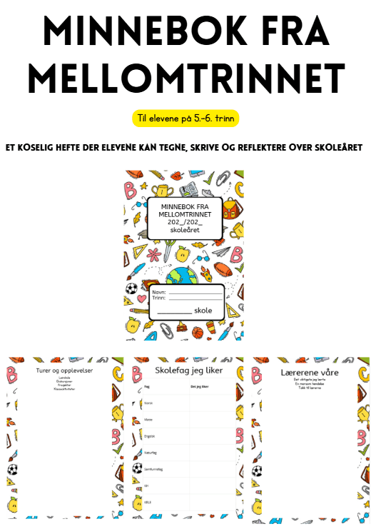Minnebok fra mellomtrinnet 5.-6. trinn