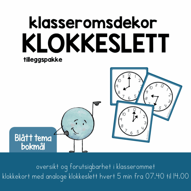 Klasseromsdekor klokkekort TILLEGG