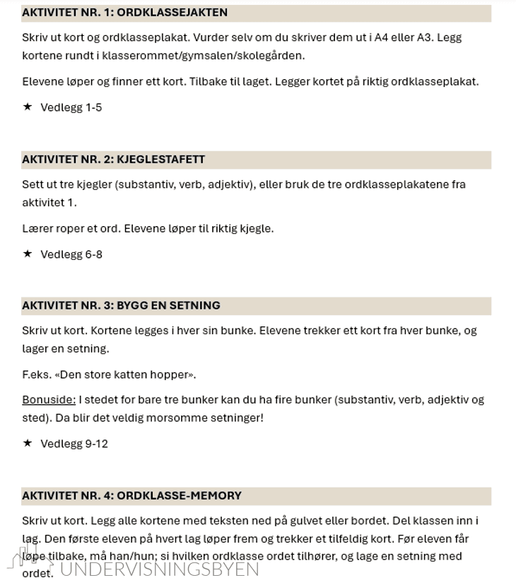 Ordklassestafetten - aktive grammatikkaktiviteter for mellomtrinnet - Bilde 3