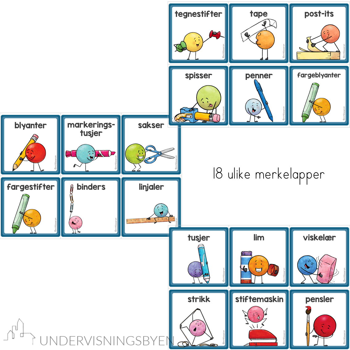 Klasseromsdekor MERKELAPPER blå BM - Bilde 2