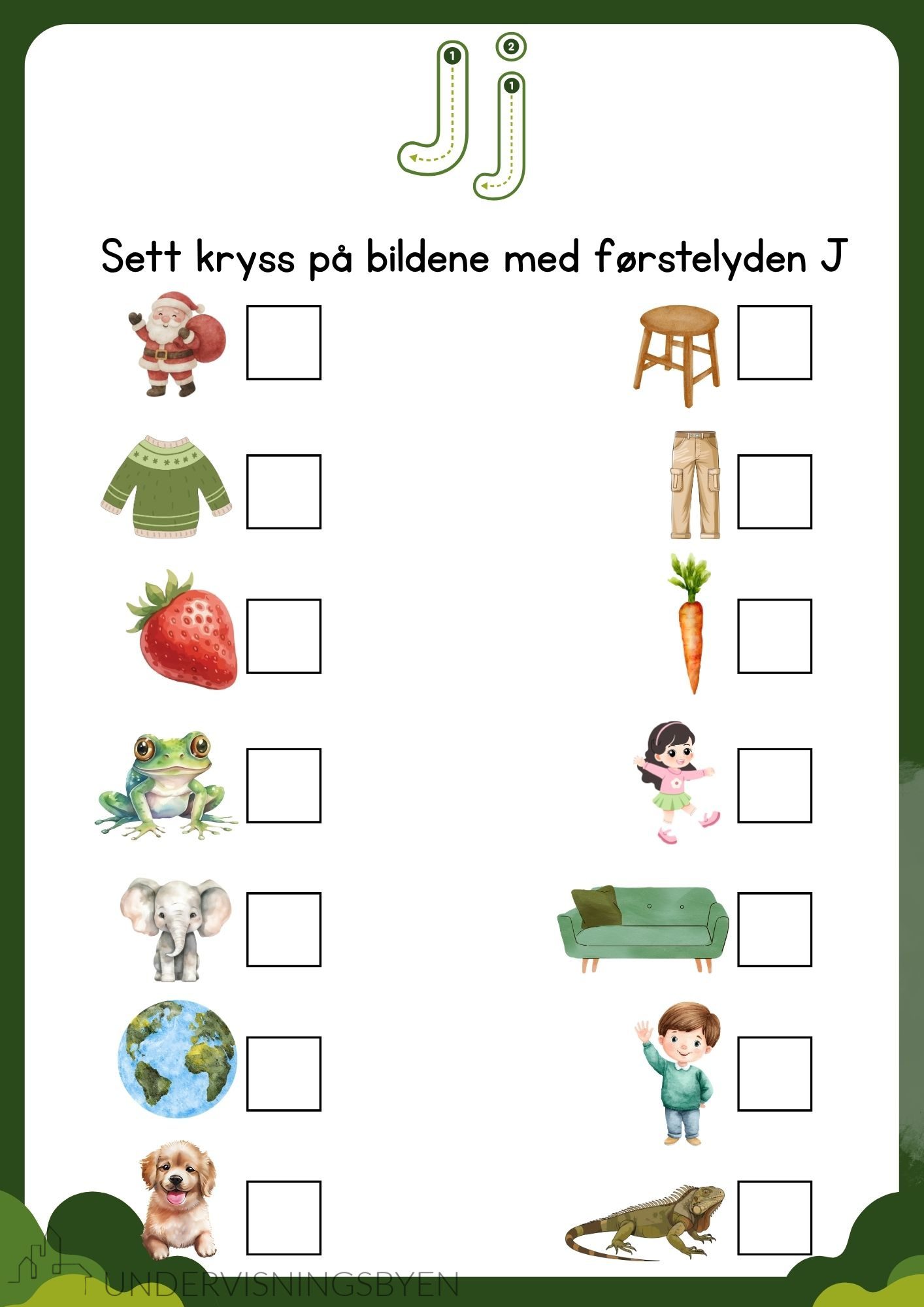 Finn førstelyden (29 bokstavark med 14 illustrasjoner per bokstav) - Bilde 3
