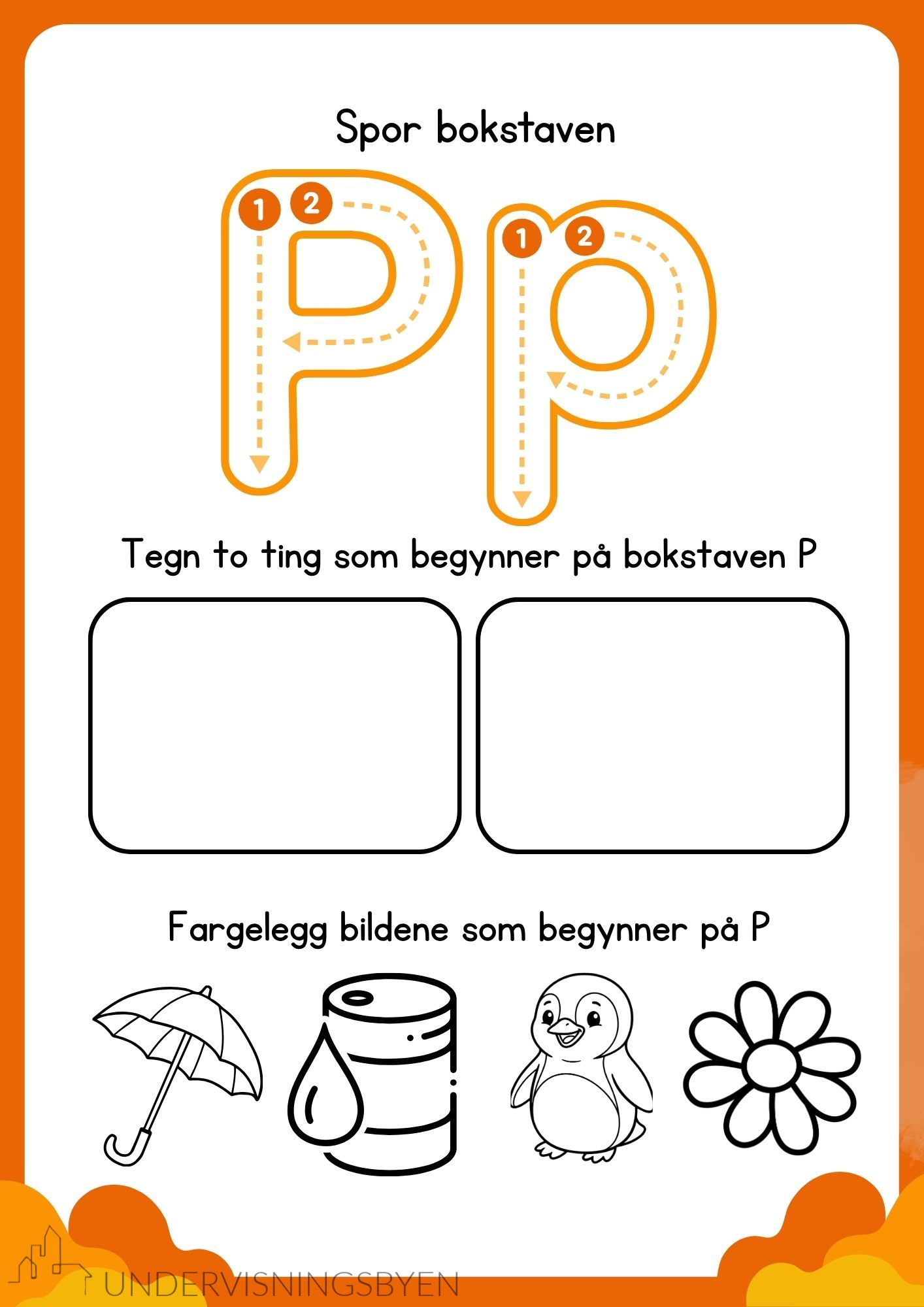 Sporingsark for bokstaver (med tegning og fargelegging) - Bilde 3