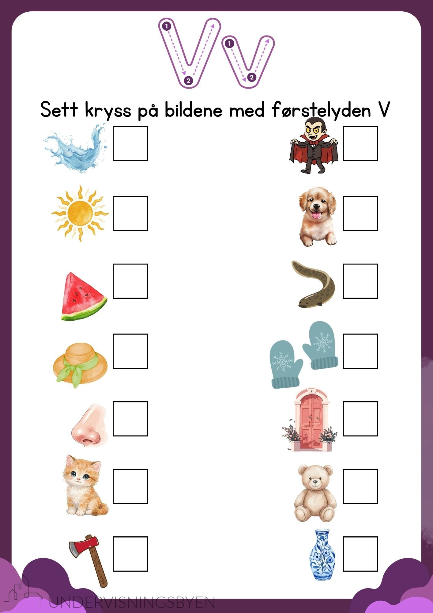 Finn førstelyden (29 bokstavark med 14 illustrasjoner per bokstav) - Bilde 4