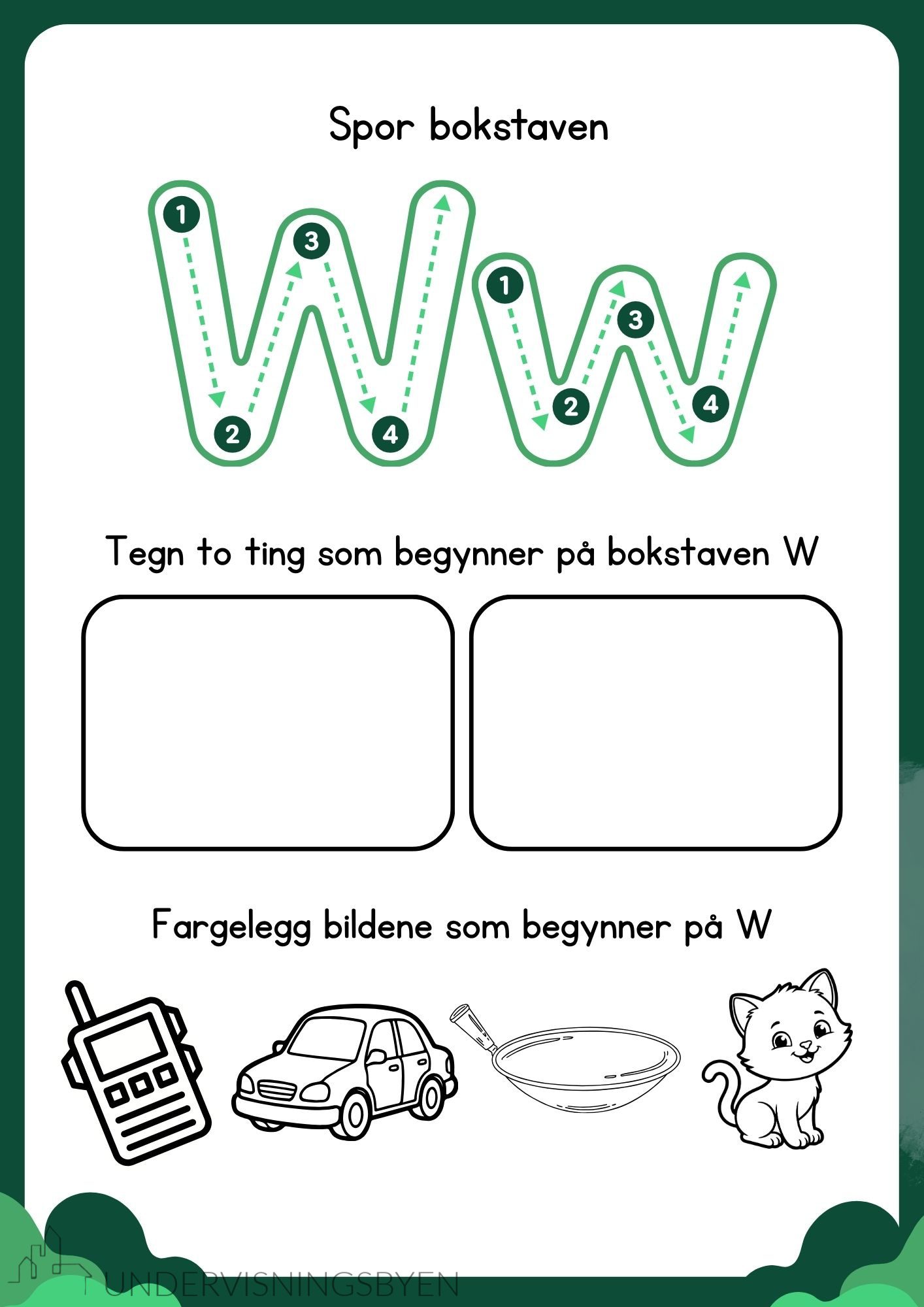 Sporingsark for bokstaver (med tegning og fargelegging) - Bilde 4