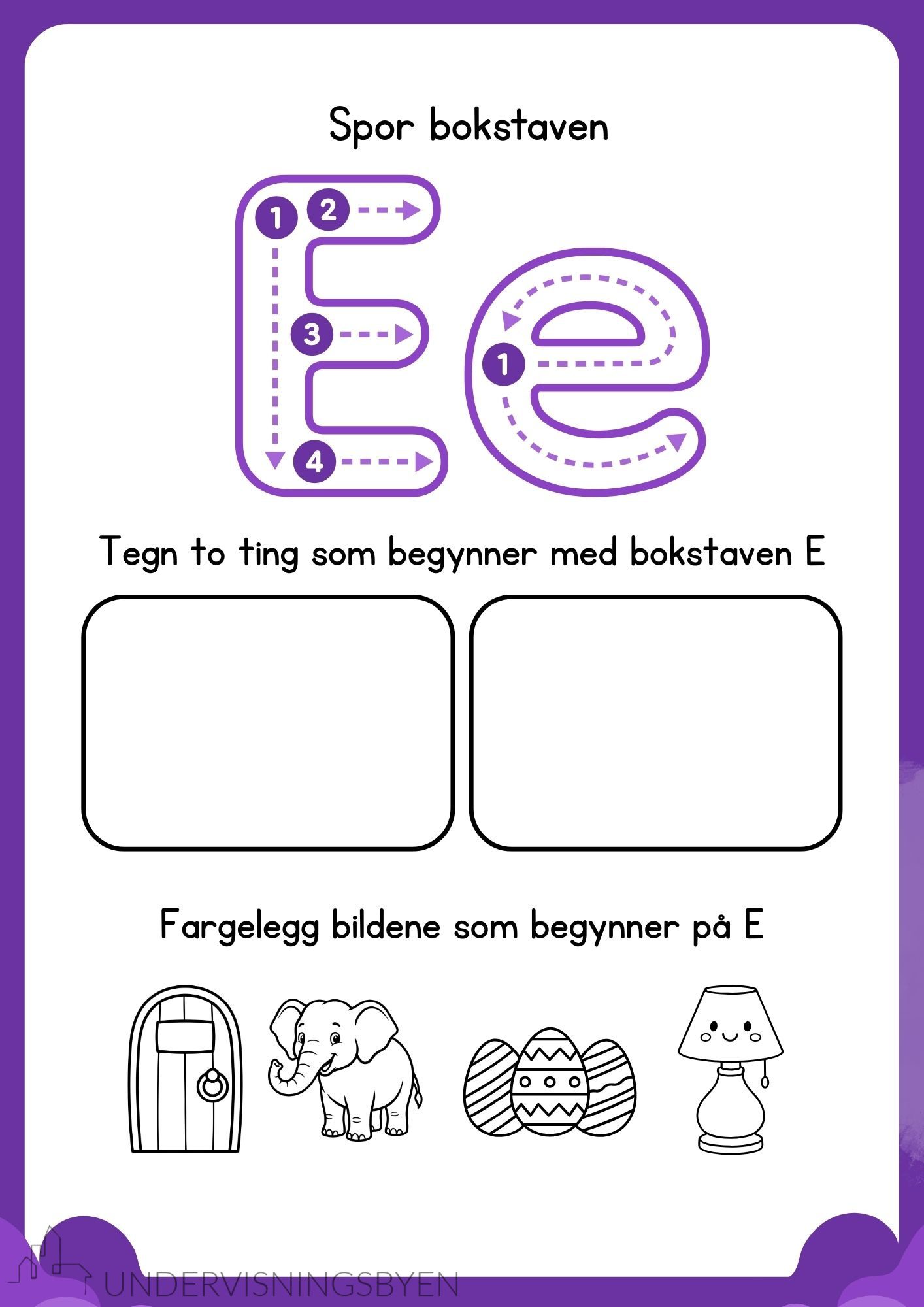 Sporingsark for bokstaver (med tegning og fargelegging) - Bilde 2