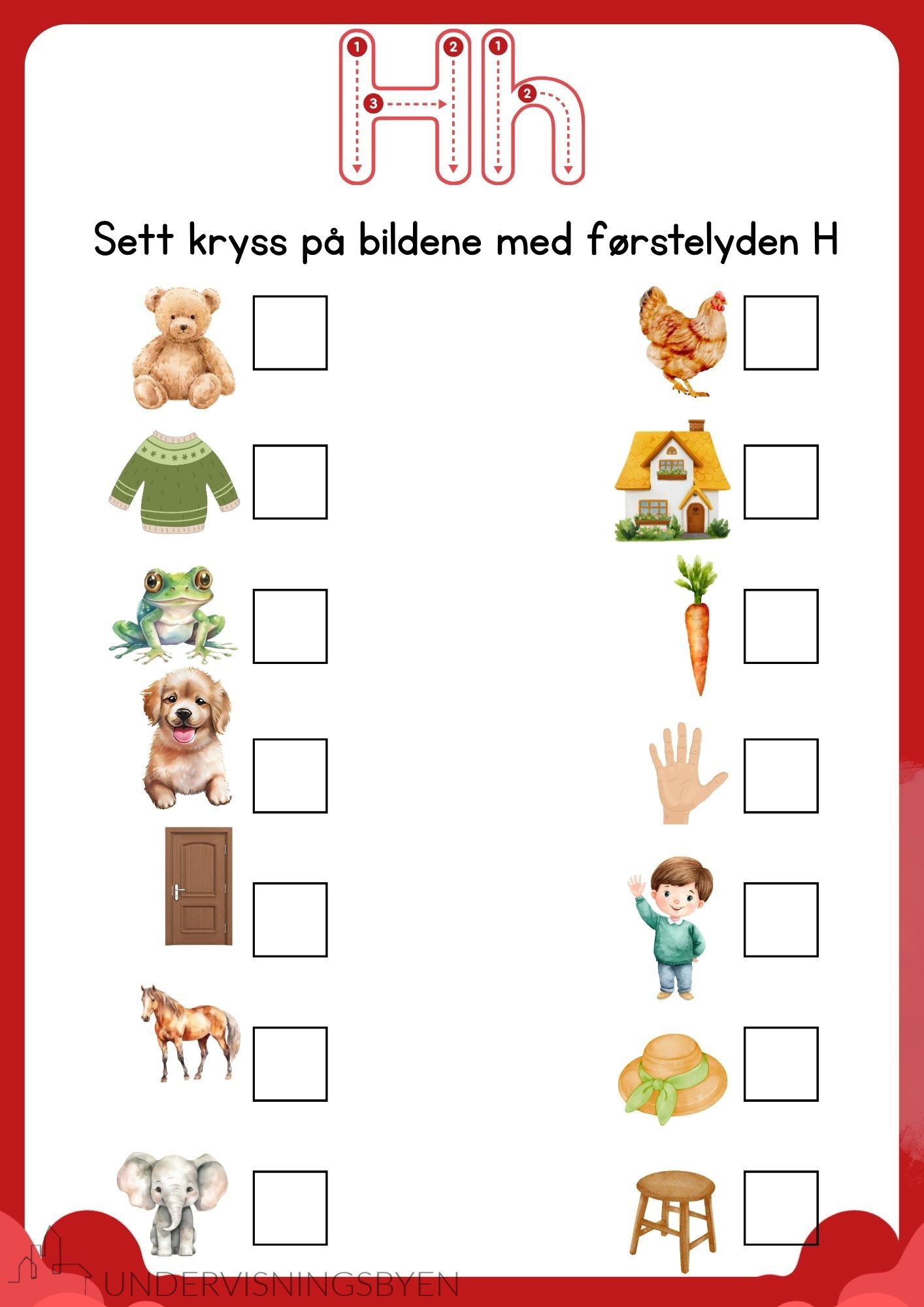 Finn førstelyden (29 bokstavark med 14 illustrasjoner per bokstav) - Bilde 2