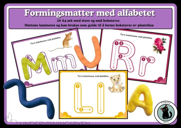 29 formingsmatter med alfabetet (til plastelina)