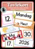 Tavlekort: Dager, måneder, år, årstid, dato og værmelding