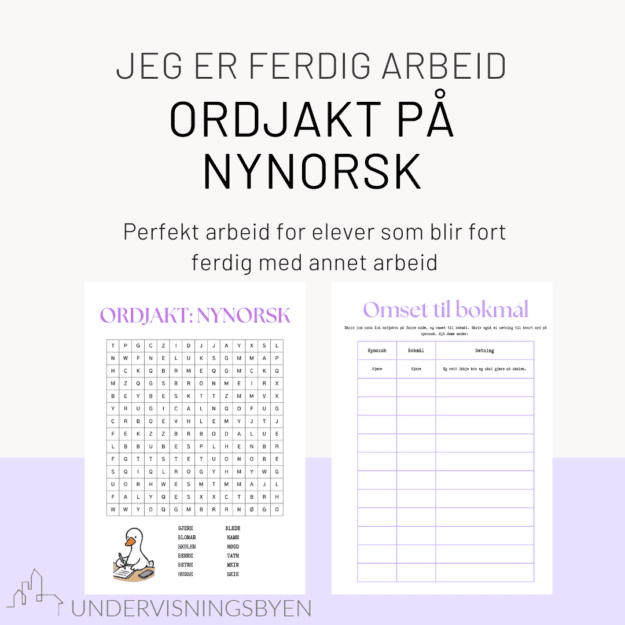 Ordjakt på nynorsk (Jeg er ferdig-oppgaver)