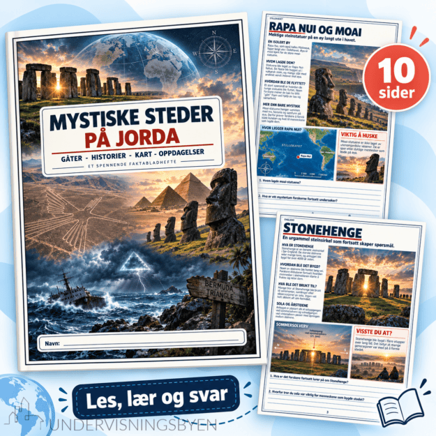 Mystiske steder - tekst + spørsmål - lesing - 4. til 7. trinn