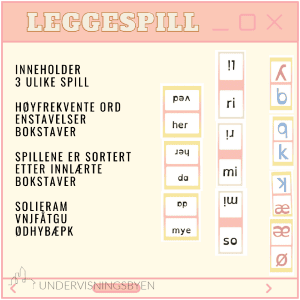 Leggespill høyfrekvente ord, stavelser og bokstaver NN/BM
