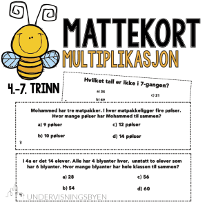 Oppgavekort med svaralternativer: Multiplikasjon
