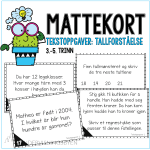 Oppgavekort: Tekstoppgaver med de fire regneartene + tallforståelse