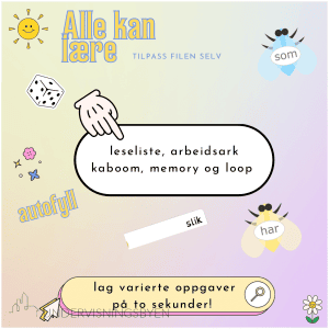 Mengdetrening av 10 ord eller regnestykker - autofyll