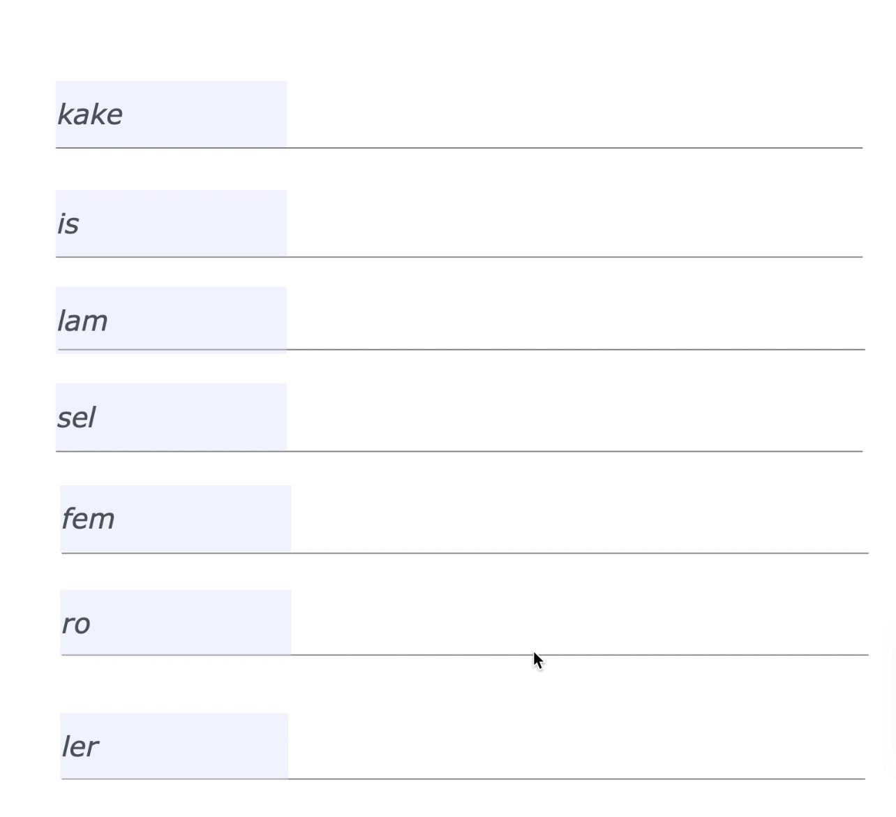Mengdetrening av 10 ord eller regnestykker - autofyll - Bilde 7