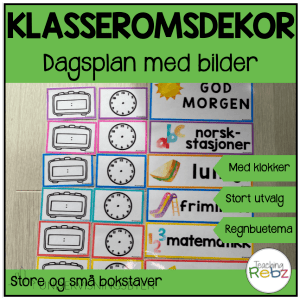 Dagsplan med bilde - klasseromsdekor - regnbue NN og BM