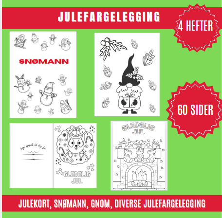 Julekort og fargelegging
