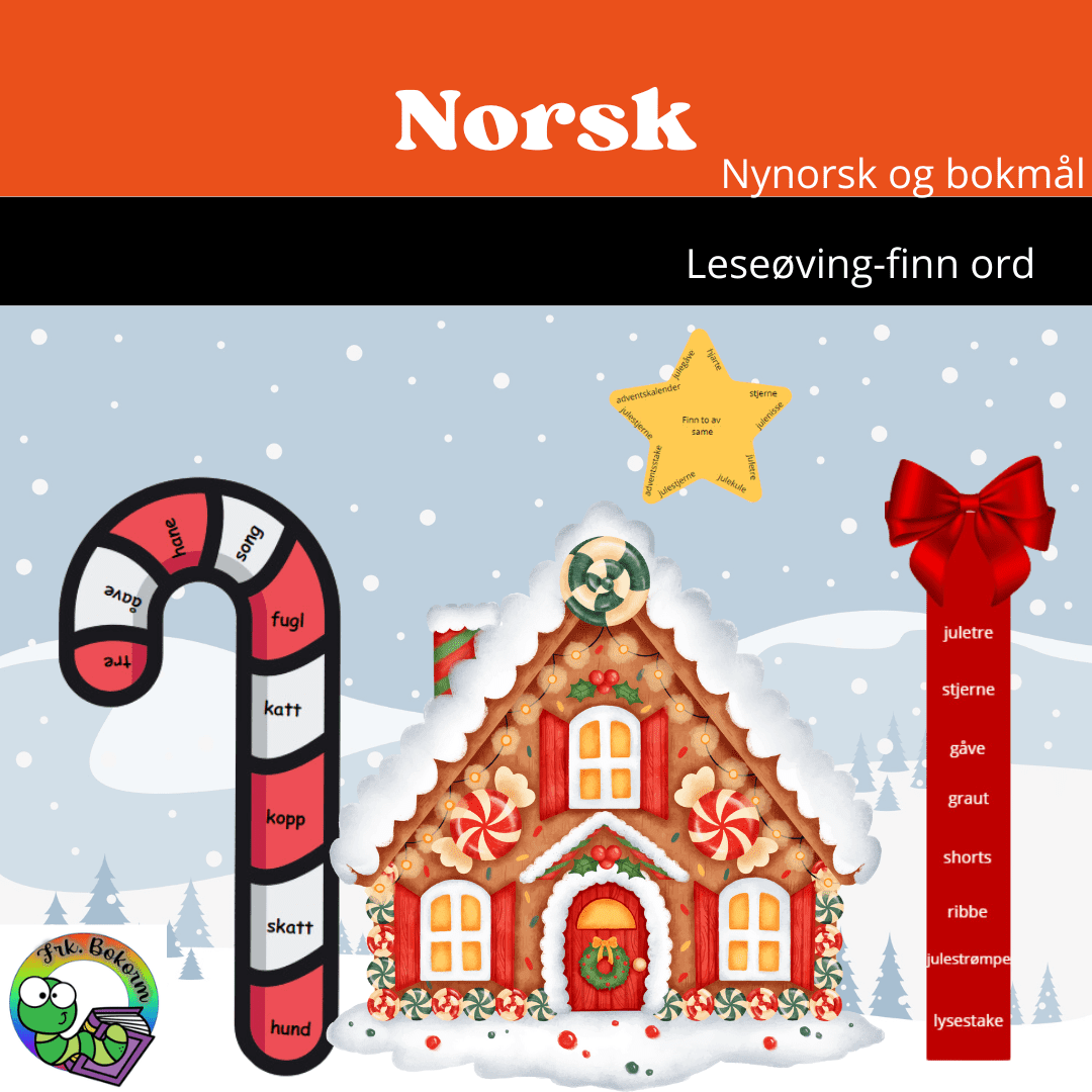 Lesestriper med juletema ENG+BM+NN