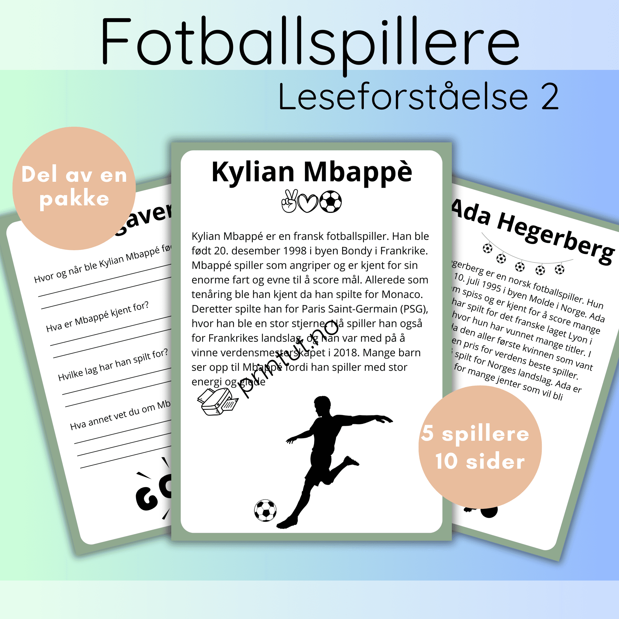 Fotballspillere-leseforståelse 2-del av en pakke