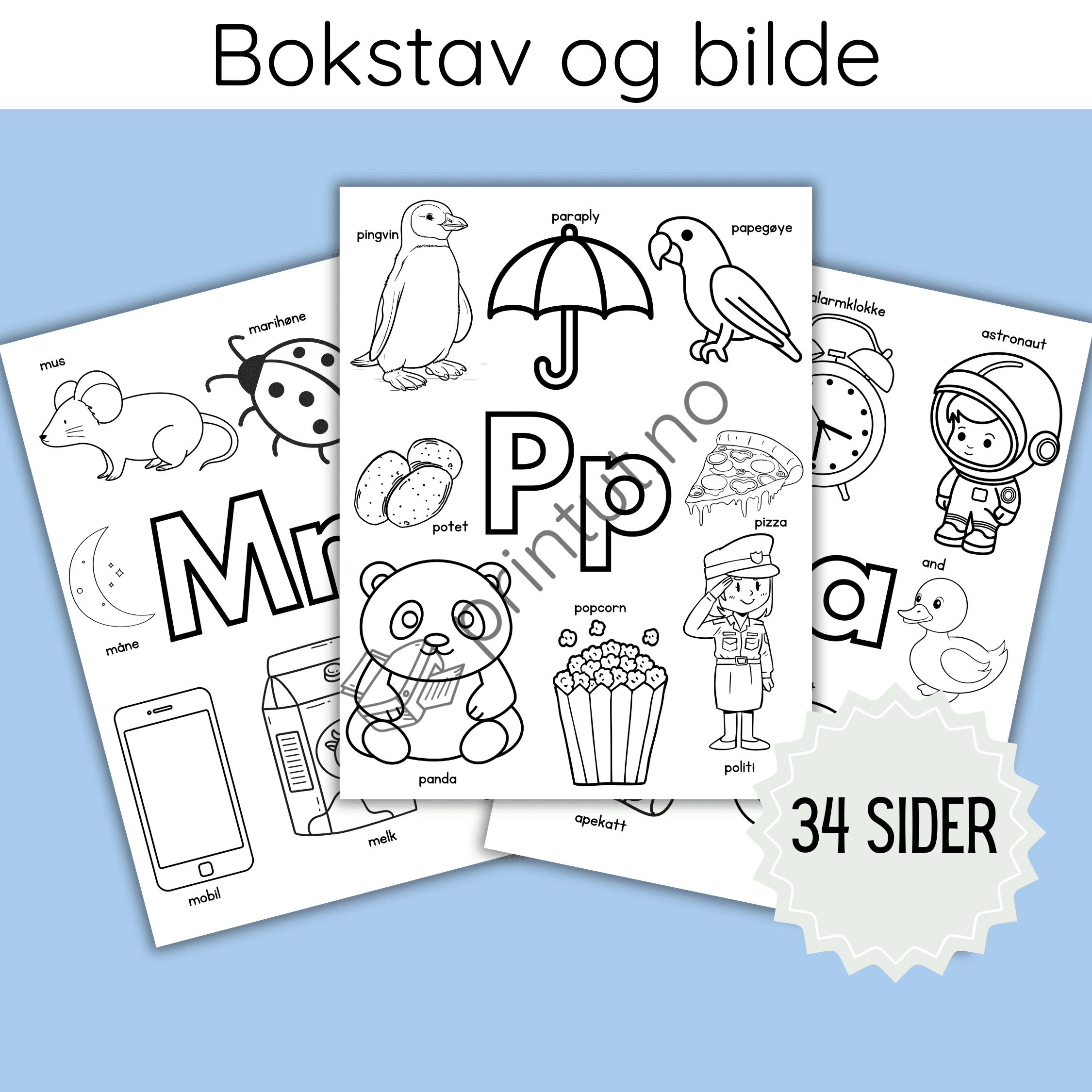 Aktivitetsark med alfabetet