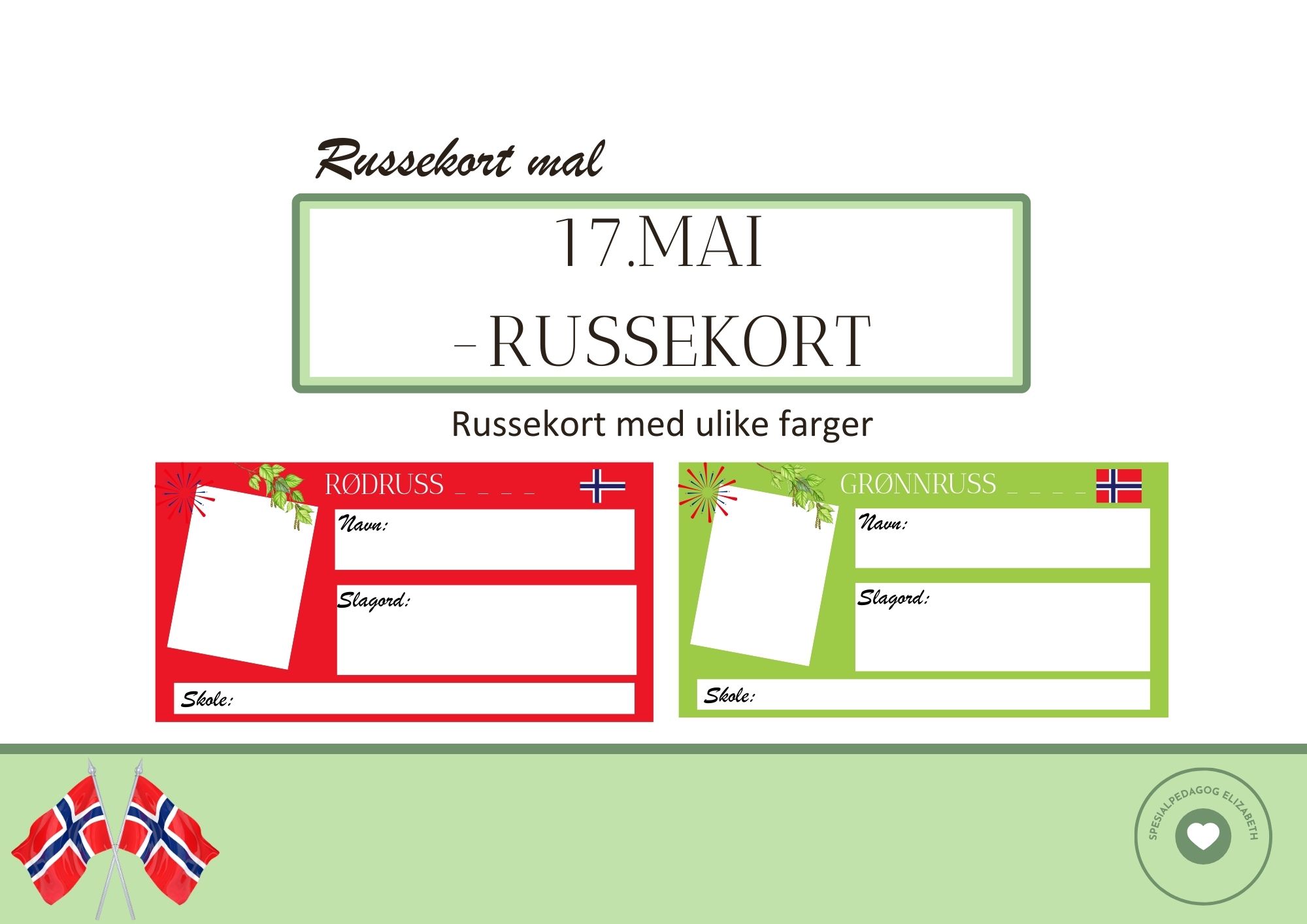 17.mai - russekort maler i flere ulike farger