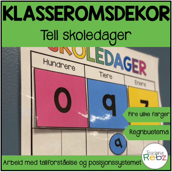 Tell skoledager - klasseromsdekor - regnbue