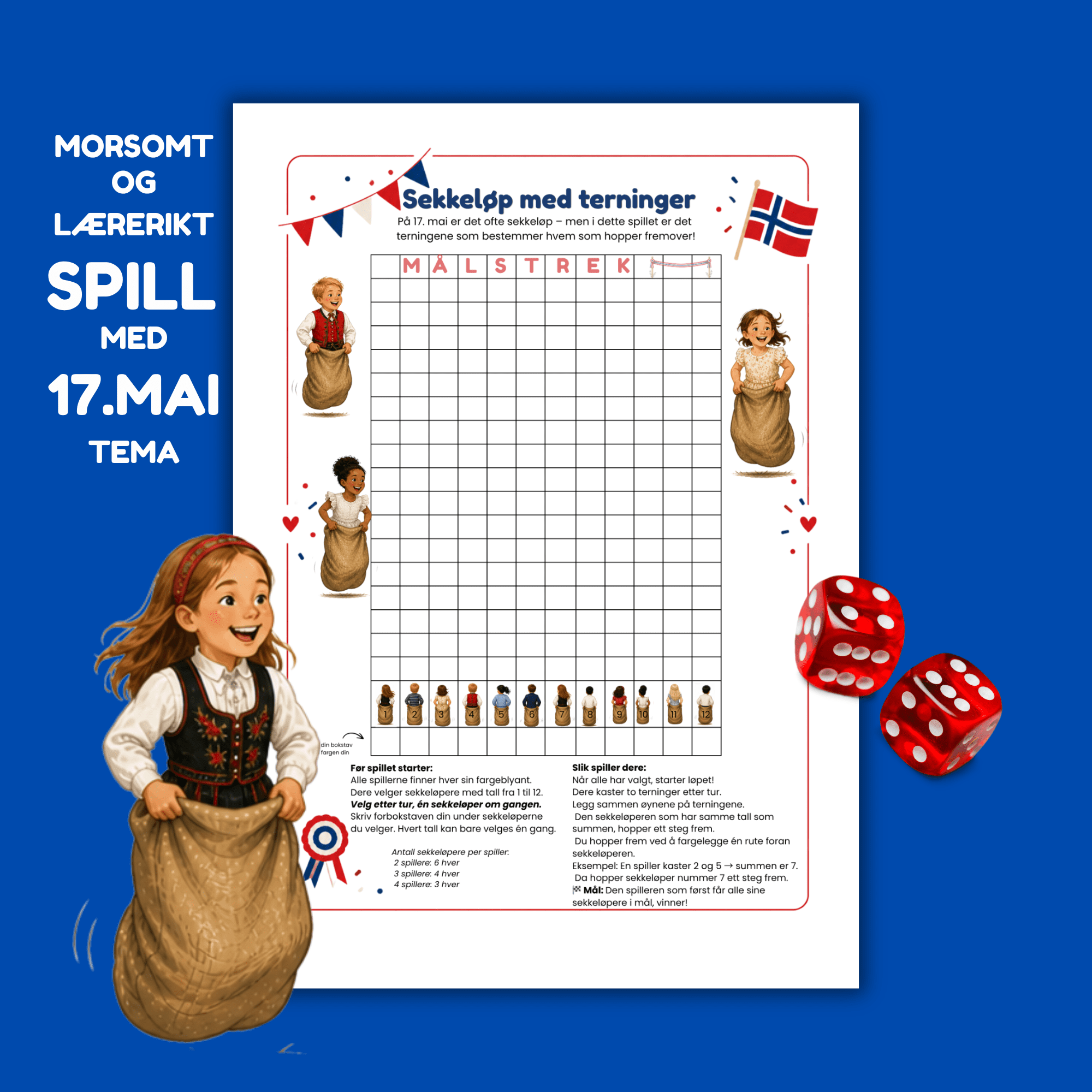 SEKKELØP MED TERNINGER - 17. MAI-SPILL