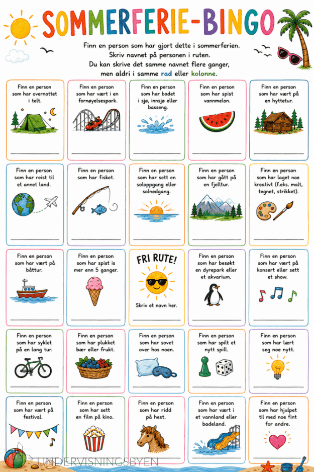 Sommerferie-bingo