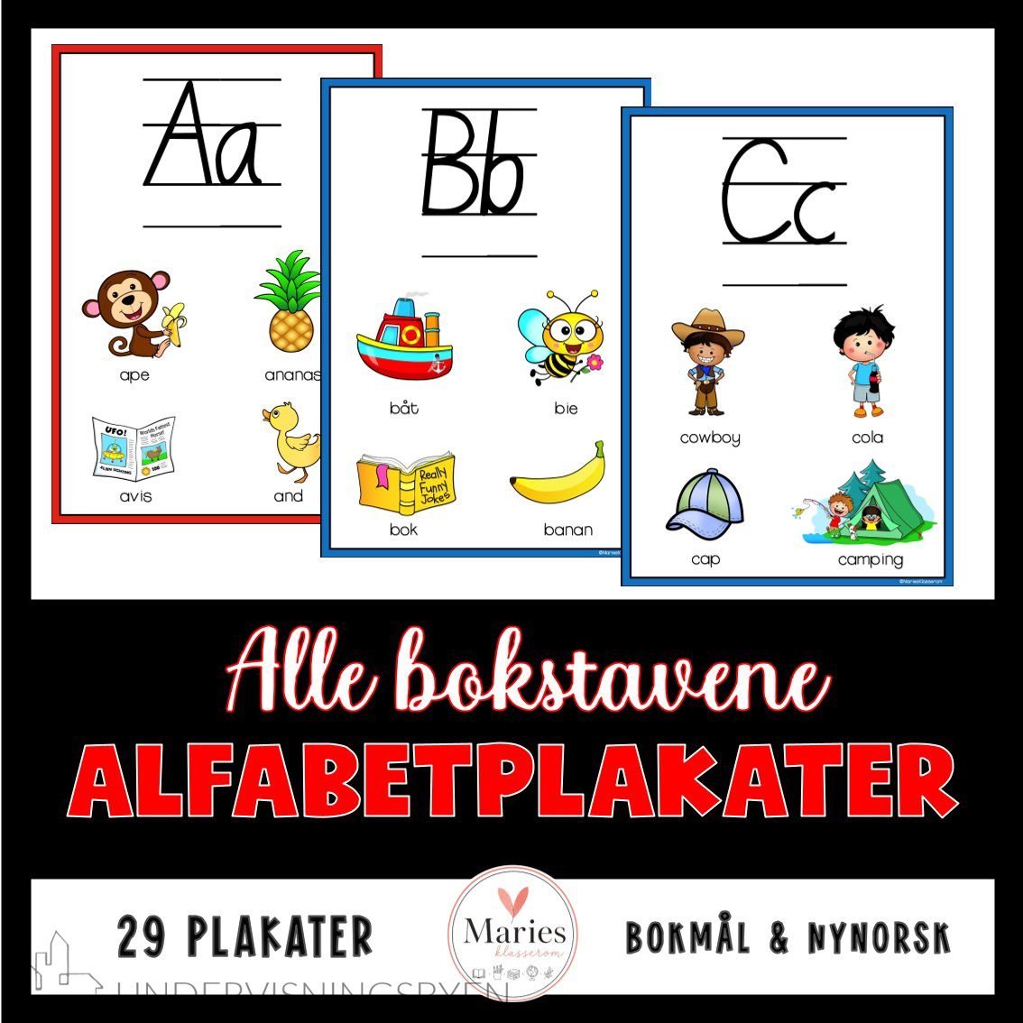 ALFABETPLAKATER med 4 bilder