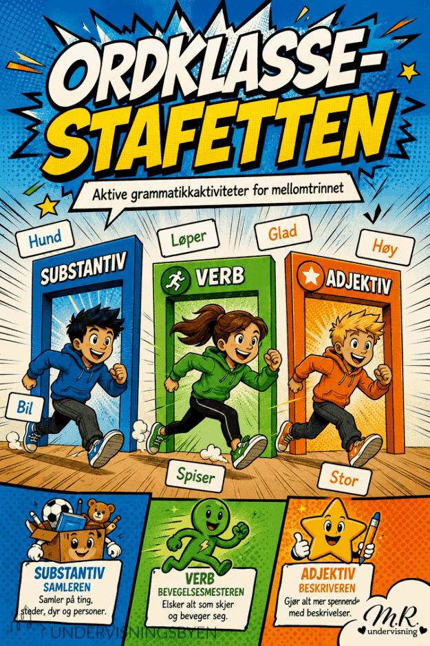 Ordklassestafetten - aktive grammatikkaktiviteter for mellomtrinnet