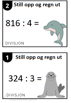 Oppgavekort divisjon med oppstilling