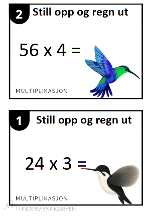 Oppgavekort multiplikasjon med oppstilling